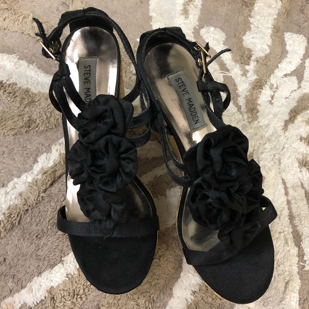 Steve Madden Black Wedges Size 7